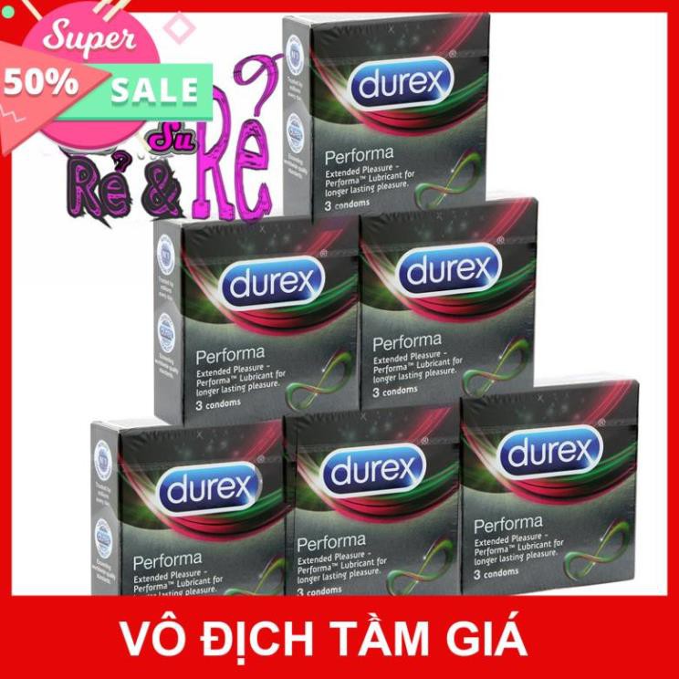 [FreeShip - 300k] Combo 6 Hộp 18 cái Bao Cao Su KÉO DÀI CUỘC YÊU Durex Performa