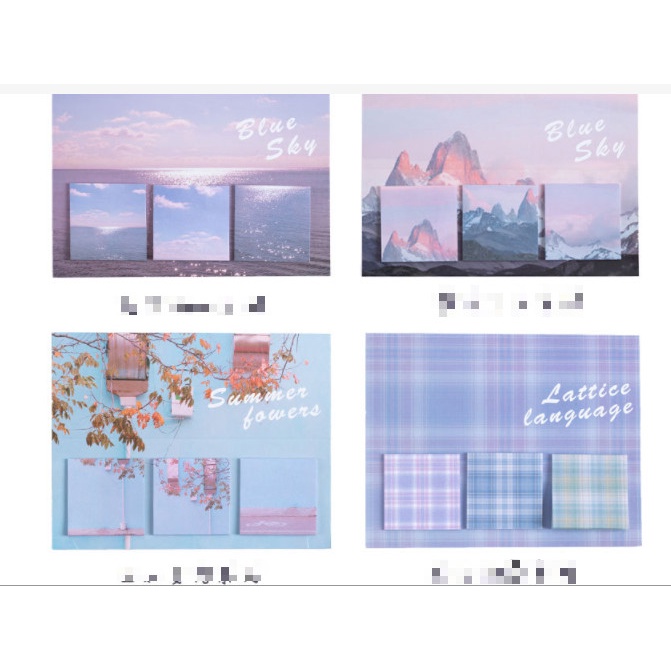 Set 3 mẫu note 60 tờ phong cảnh - Bộ 3 tệp giấy ghi chú 60 thiên nhiên pastel tờ nhiều mẫu dễ thương - Corgi Shop