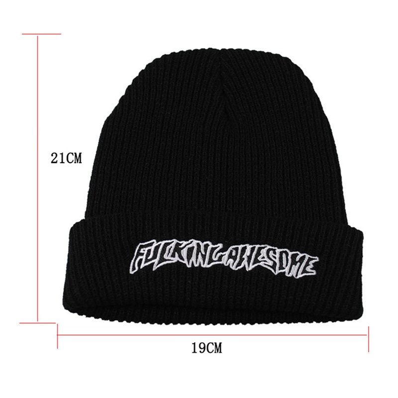 Nón len trùm đầu thêu hình đầu lâu phong cách hip hop màu trắng đen