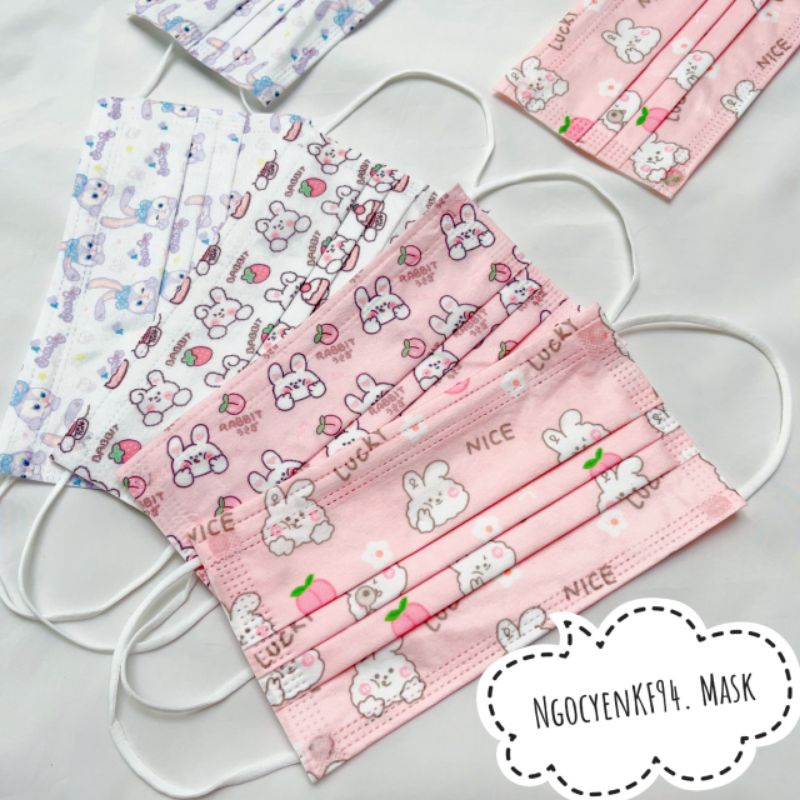 [ Túi 10 Chiếc ] Khẩu Trang Y Tế Hoạ Tiết Siêu Dễ Thương Size Người Lớn