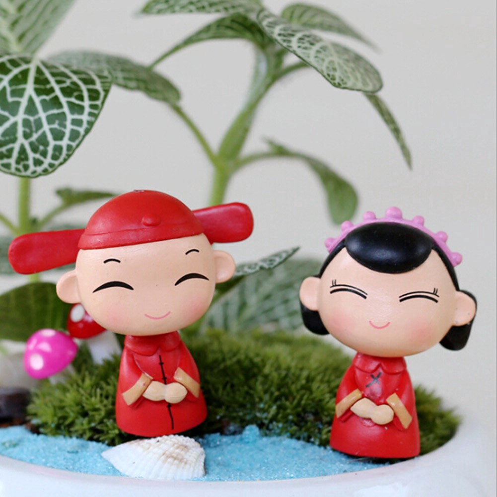Cặp Tượng Cô Dâu Chú Rể Trung Hoa Mini Trang Trí Vườn