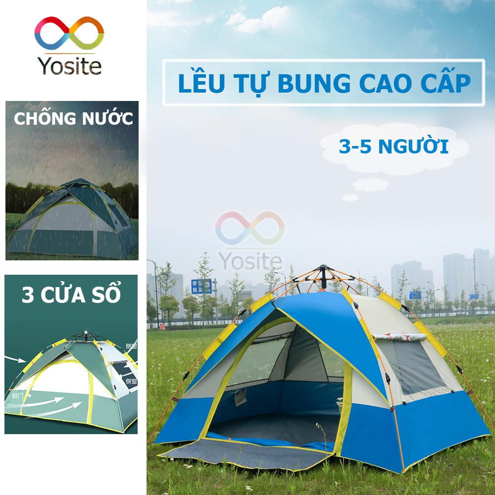 Lều Cắm Trại Tự Bung Chống Nước Gấp Gọn Dễ Dàng Lều Dã Ngoại Dành Cho 4-6 Người