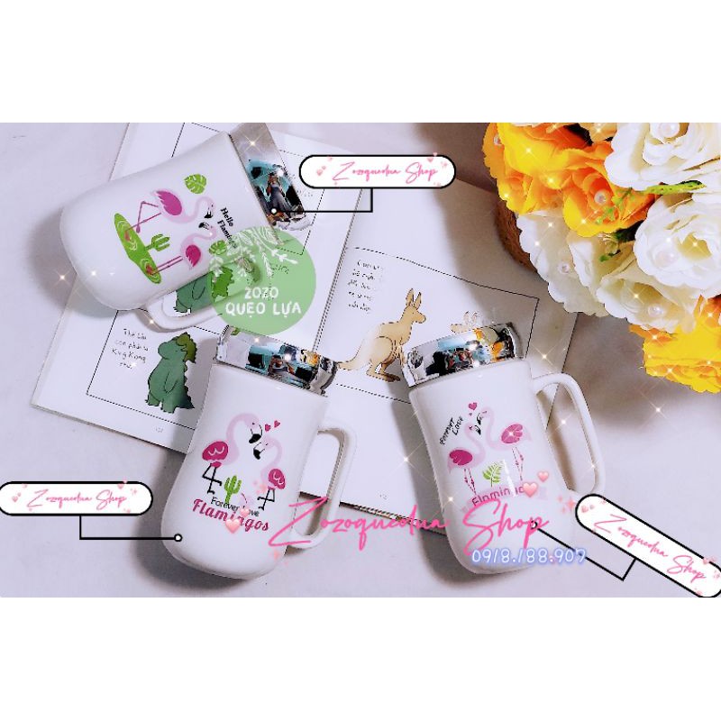 Ly (cốc) sứ giữ nhiệt nắp tráng gương cao cấp ( hình ngẫu nhiên )