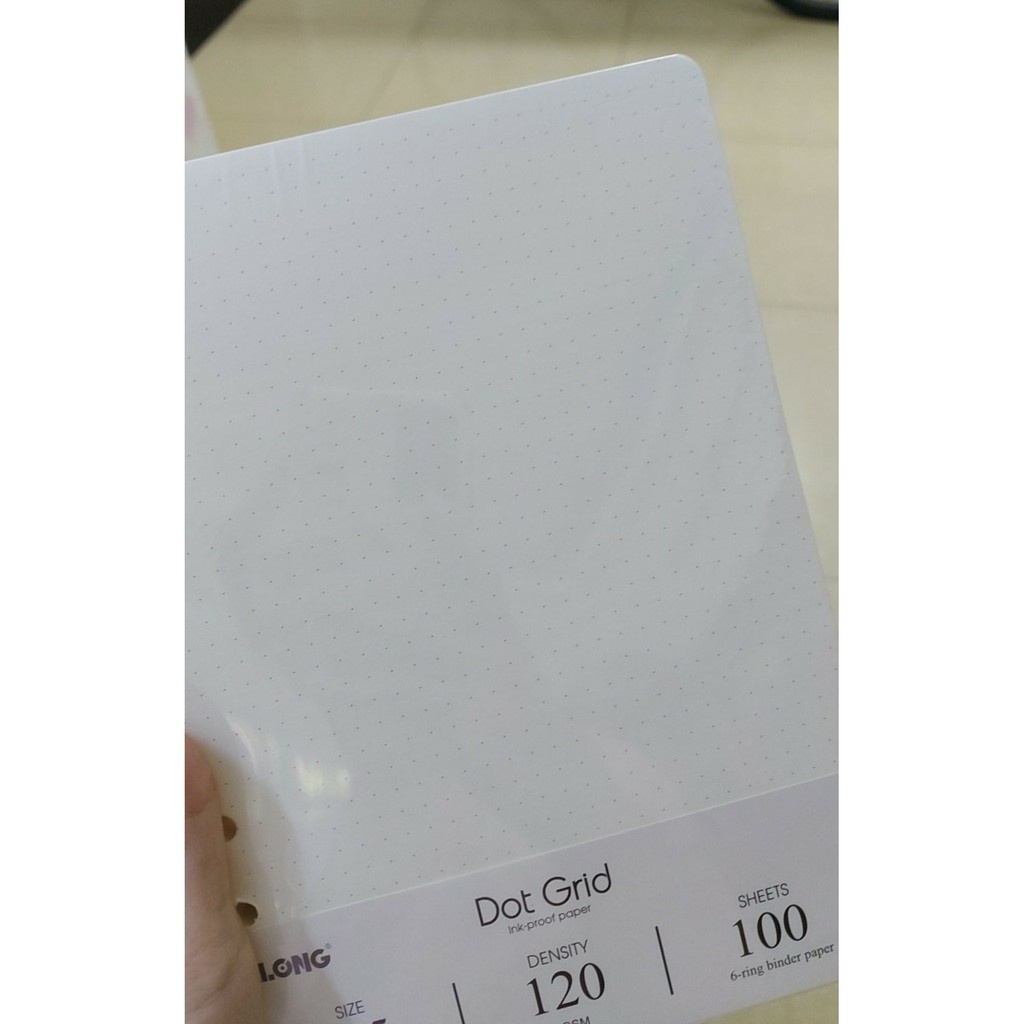 Ruột sổ còng Klong A5 100 tờ giấy chấm Dot Grid, giấy refill binder Klong MS 997