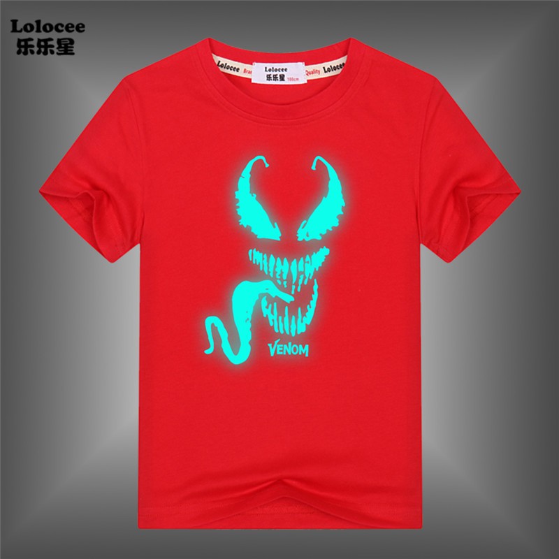 MARVEL áo nam Ngắn Tay In Hình Người Nhện Venom Dạ Quang