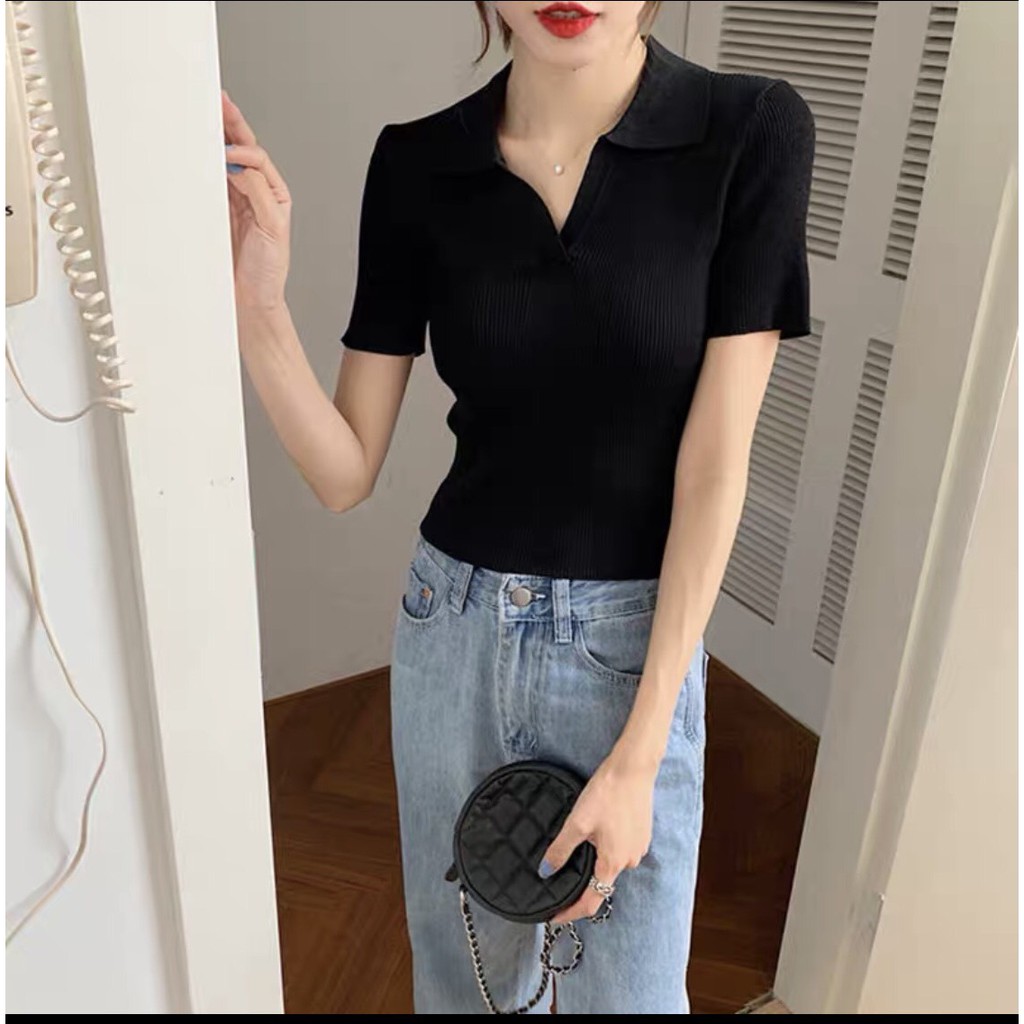 - Áo thun crotop kiểu ôm, áo phông crotop tay ngắn có cổ phong cách Hàn Quốc thời trang DYN’S HOUSE - A656 | BigBuy360 - bigbuy360.vn