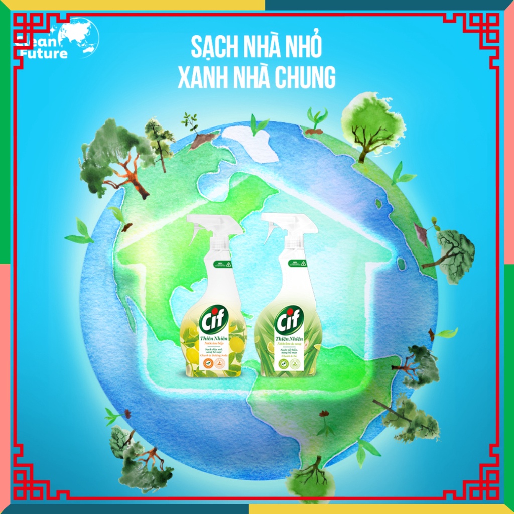 Nước lau bếp Sunlight Chanh & Baking soda|Phiên bản nâng cấp từ Cif|Đánh bay 100% dầu mỡ|Chai 500ml