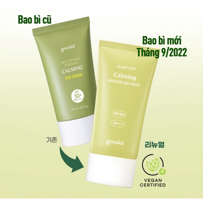 Kem chống nắng hoá học GOODAL HOUTTUYNIA CORDATA CALMING SUN CREAM SPF 50+ PA++++