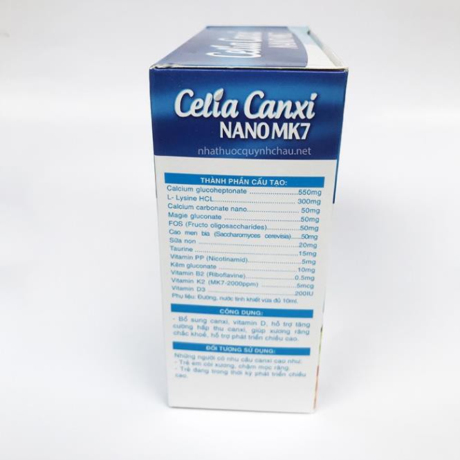 (Chính Hãng) Celia Canxi Nano Mk7 (20 ống 10ml) - hỗ trợ tiêu hóa, cải thiện chiều cao trẻ em