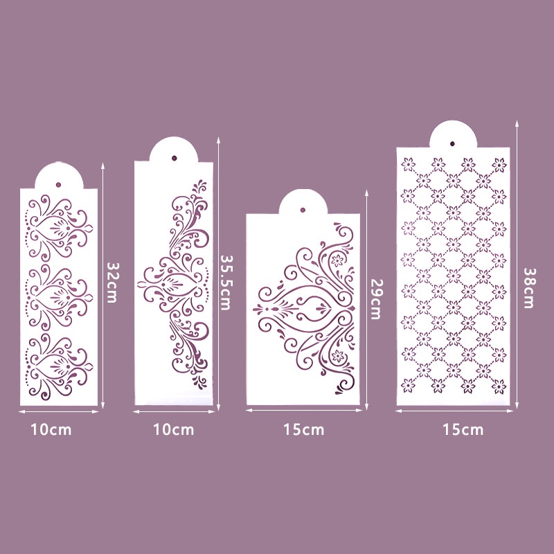Set 4 Khuôn Trang Trí Bánh/Sô Cô La Bằng Nhựa Dập Nổi Họa Tiết Độc Đáo