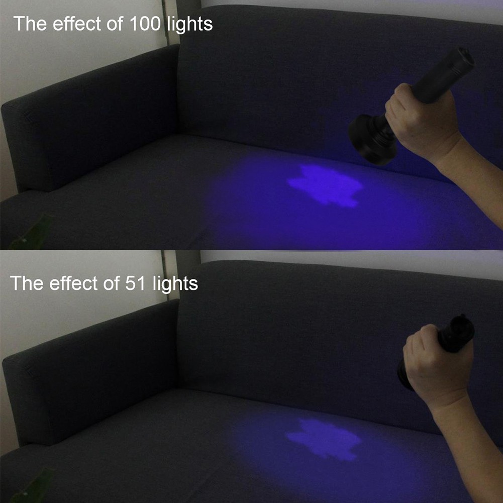 Đèn pin 100 bóng LED chiếu tia UV 395nm dùng để kiểm tra vết bẩn