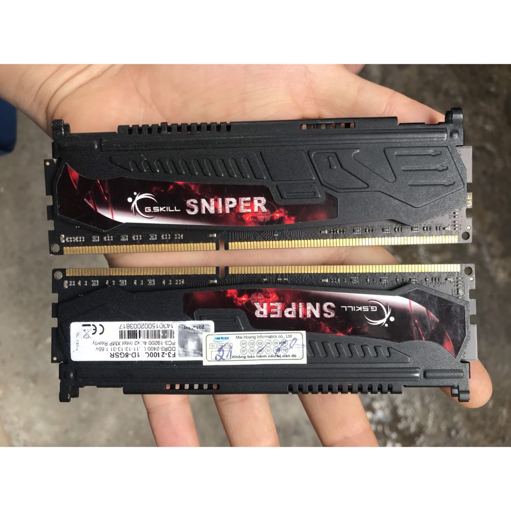 ram cho máy tính bàn ddr3 Gskill Sniper 4GB 2400 bus 19200 pc3 tản nhiệt đen decktop PC memory g.skill