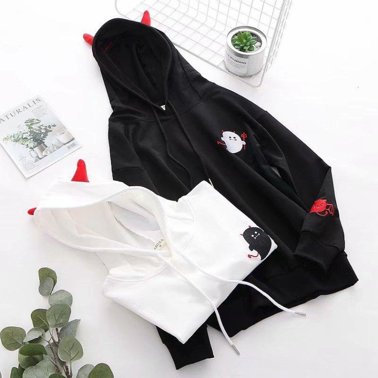 Áo Khoác Nỉ Hoodie Quỷ Dơi Cute KN19 Đen - ÁO KHOÁC NỈ HOODIE QUỶ DƠI CUTE UNISEX NAM NỮ | BigBuy360 - bigbuy360.vn