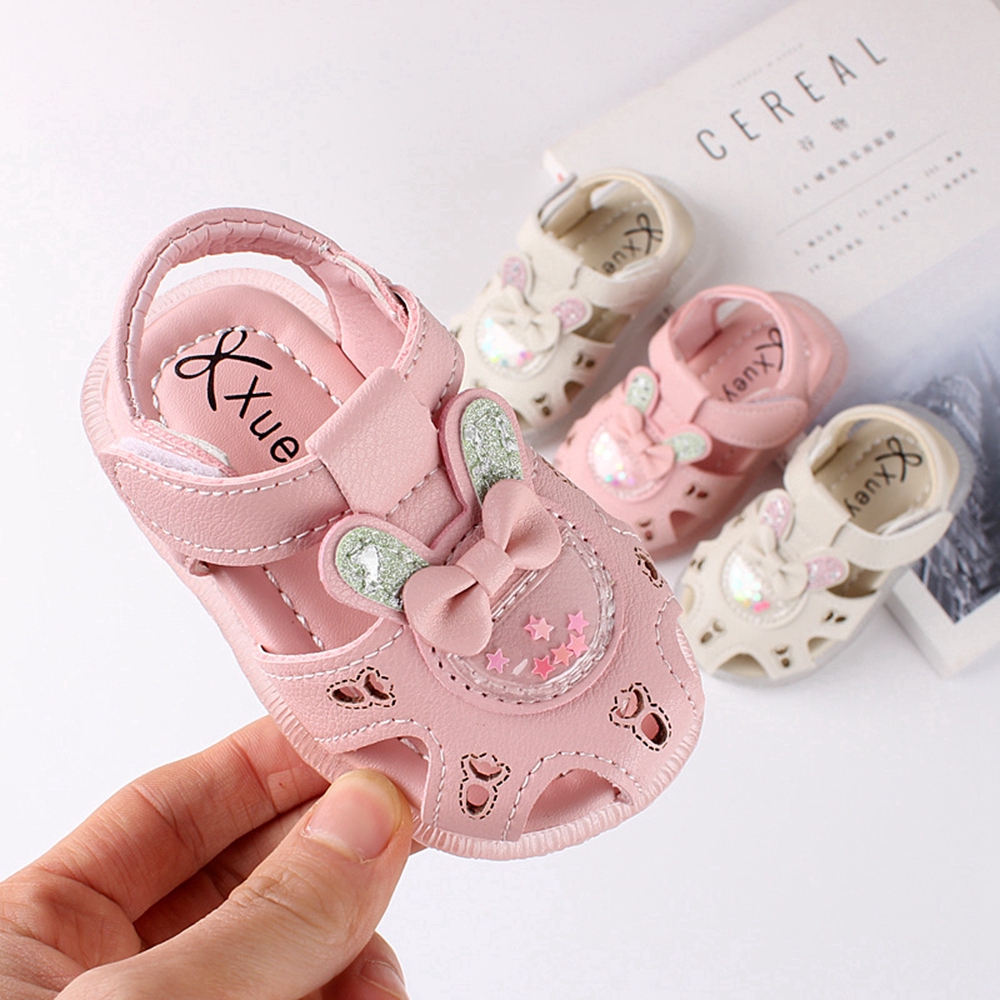 0-2 Cartoon Pink Rabbit Pre Walker Newborn Baby Shoes Sandals Protect Toes Girls Baby Sandals Infant Toddler Shoes