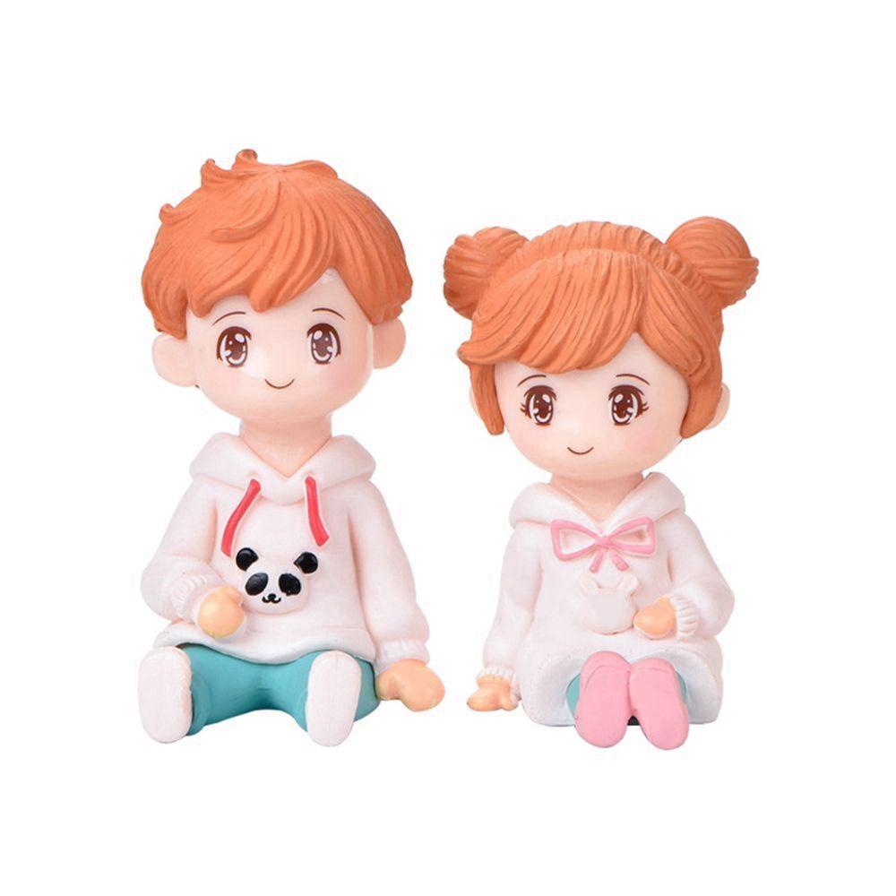 Set 2 Mô Hình Cặp Đôi Bé Trai Bé Gái Trang Trí Tiểu Cảnh