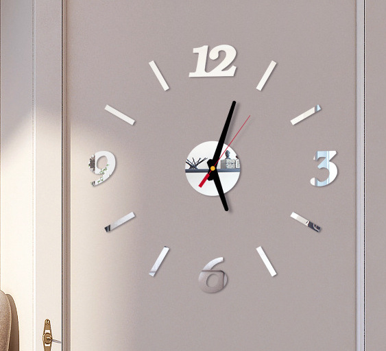 Wall Clock 3D DIY Modern Design Decorative Kitchen Clocks Acrylic Mirror Stickers Wall Clock Home Letter Home Decoration