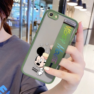 (Có dây đeo cổ tay) Dành cho Oppo Find X3 5G F5 Plus F7 F9 Pro​ Chống Sốc Mờ Lưng Voyeur Hoạt Hình Chuột Mickey Vỏ Điện Thoại Cạnh Mềm Full Ống Kính Bảo Vệ Vỏ Điện Thoại Siêu Mỏng