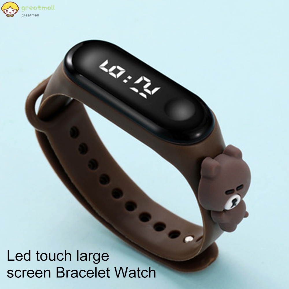 Đồng hồ điện tử đeo tay họa tiết búp bê hoạt hình có đèn Led phát sáng chống nước cho bé