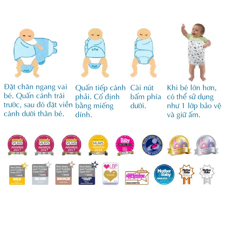 Chăn quấn Summer Infant hở chân size S