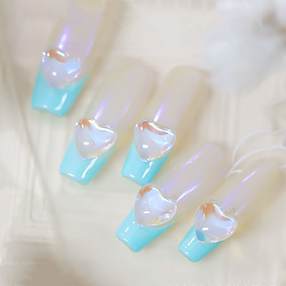 Bộ 10 Phụ Kiện Trang Trí Móng Tay Hình Trái Tim Thủy Tinh Dễ Thương