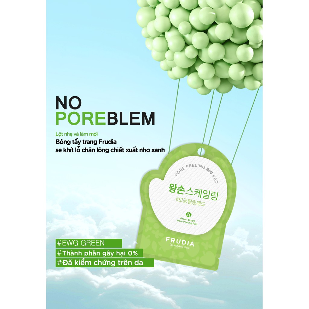 [Mua 2 giảm 40%] Bông Tẩy Tế Bào Chết Kiểm Soát Lỗ Chân Lông Nho Xanh Frudia Green Grape Pore Peeling Pad 3ml