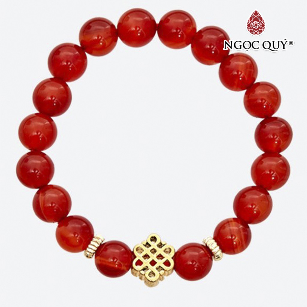 Vòng Tay Mã Não Đỏ Charm Kết Đồng Tâm - Ngọc Quý