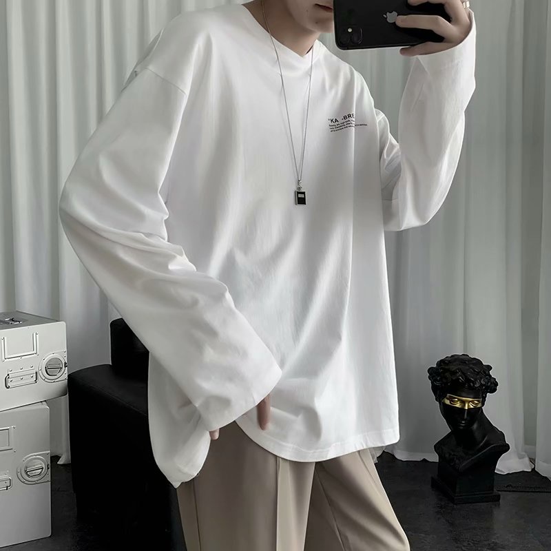 Áo thun dài tay - Áo longsleeve chất cotton in chữ bức thư mặc thoáng, thấm hút mồ hôi dễ phối đồ  Màu đen và trắng phong cách ngoài trời nam và nữ