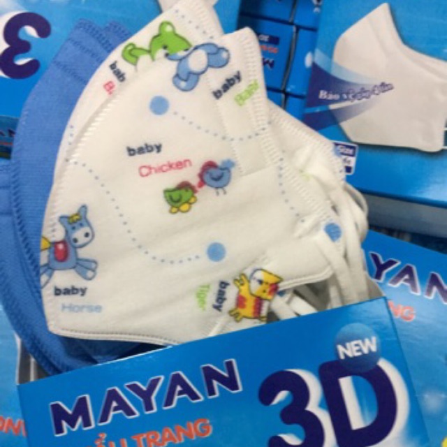 Khẩu trang 3D Mayan cho trẻ em hộp 10 cái