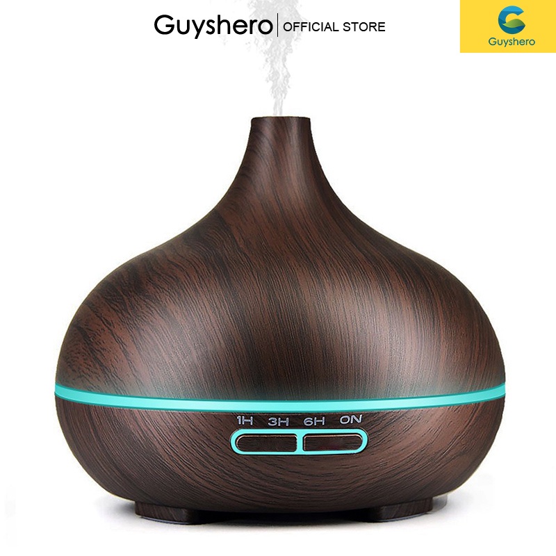 Guyshero Máy phun sương tạo ẩm dung tích 500ML có điều khiển đèn led 7 màu