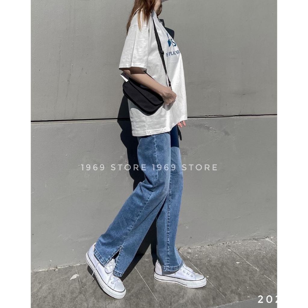 Jean rộng xẻ lai 2 màu  Fcat  20240  form rộng  2 size  1969storehue