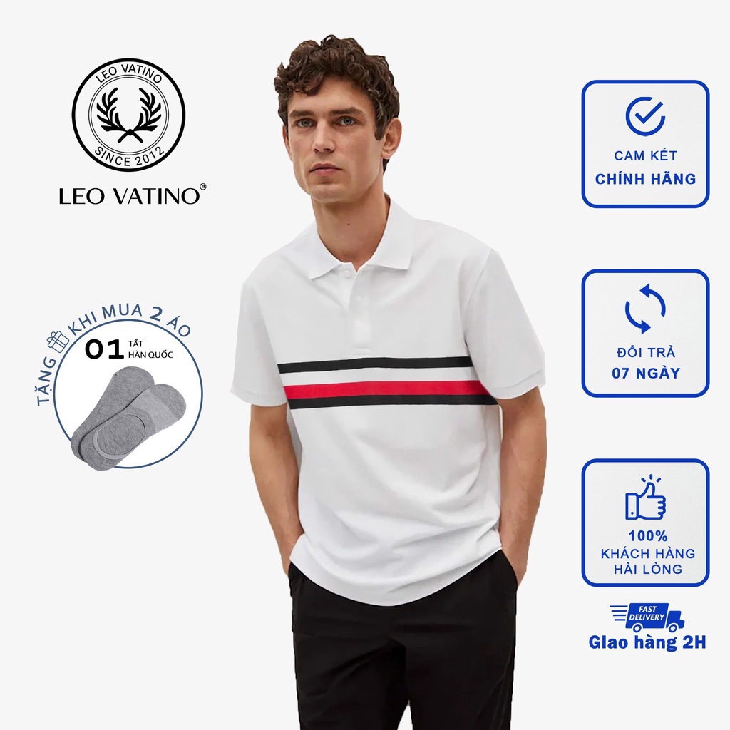 Áo thun polo nam POLOSHIRT trắng phối thân cổ bẻ tay ngắn lỡ PLS02 - Leo Vatino