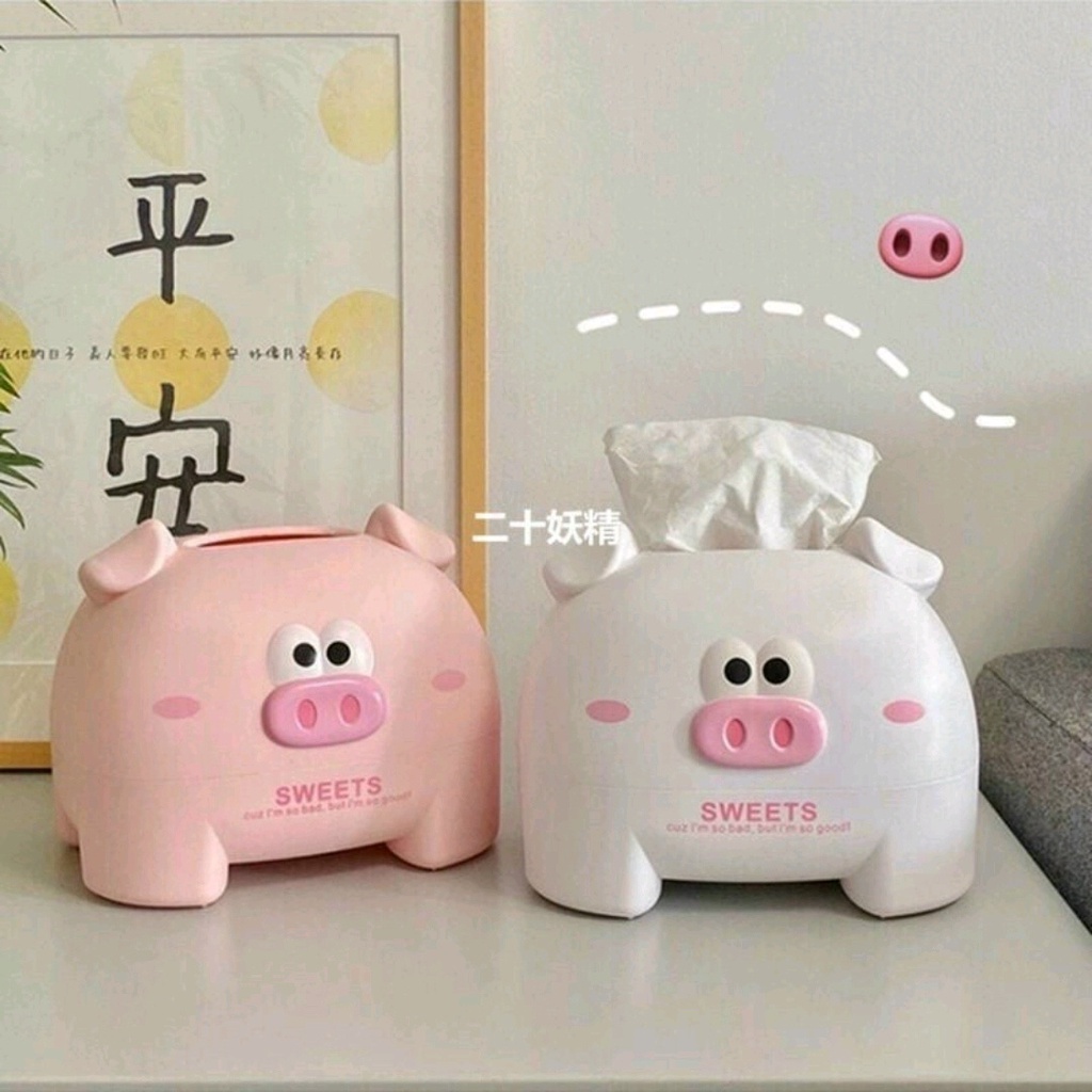 Hộp đựng khăn giấy hình chú gấu, heo con đáng yêu phong cách dễ thươ