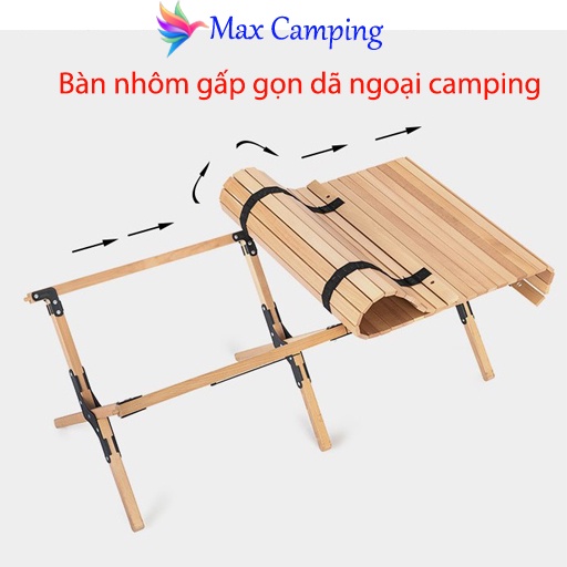 Bàn nhôm gấp gọn dã ngoại camping giả vân gỗ siêu tiện lợi, bàn ghế picnic siêu tiện dụng, dụng cụ cắm trại