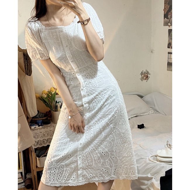 Đầm ren midi dáng dài taobao order