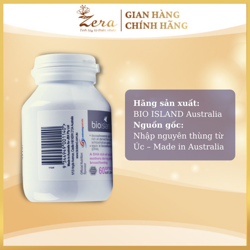 Bioisland DHA for Pregnancy – DHA cho bà bầu (Mẫu mới – 60 viên)