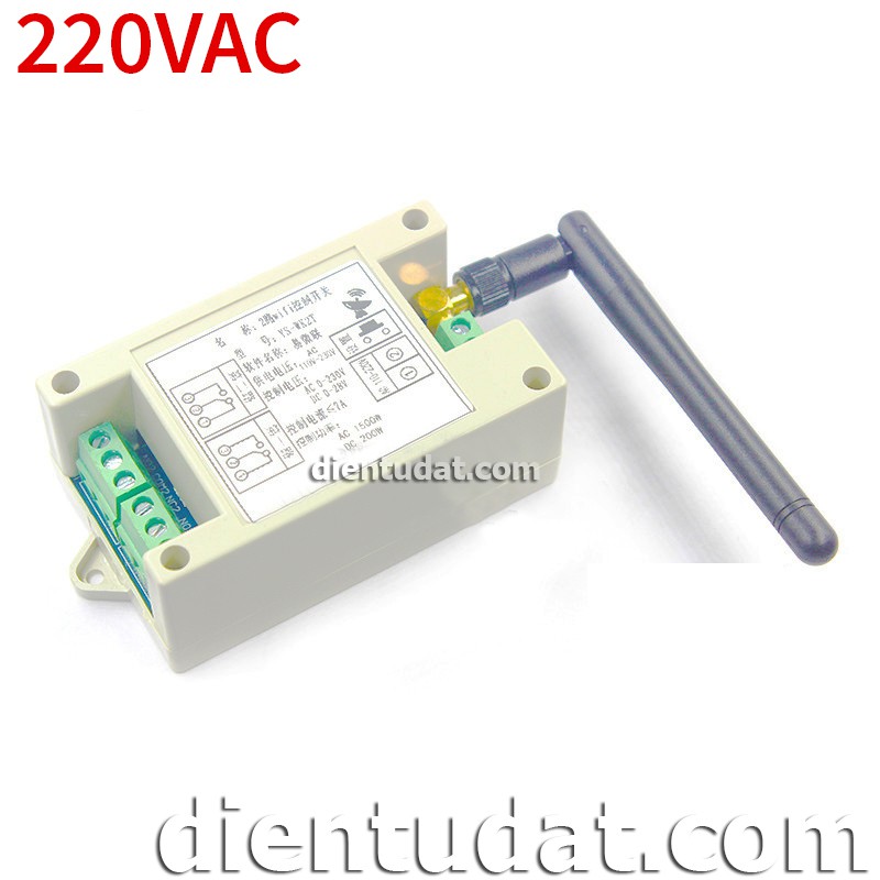 Mạch Điều Khiển 2 Relay Qua Wifi 220VAC - Dùng APP