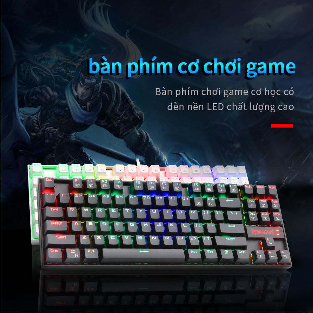 Bàn phím cơ chơi game Redragon K552 87 phím bằng nhôm có đèn LED