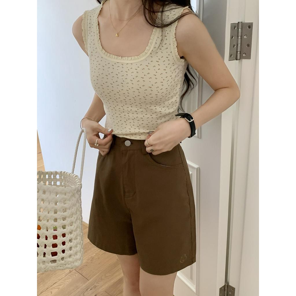 Áo Thun Ba Lỗ In Hoa Phối Ren Vải Cotton Thoải Mái 62807