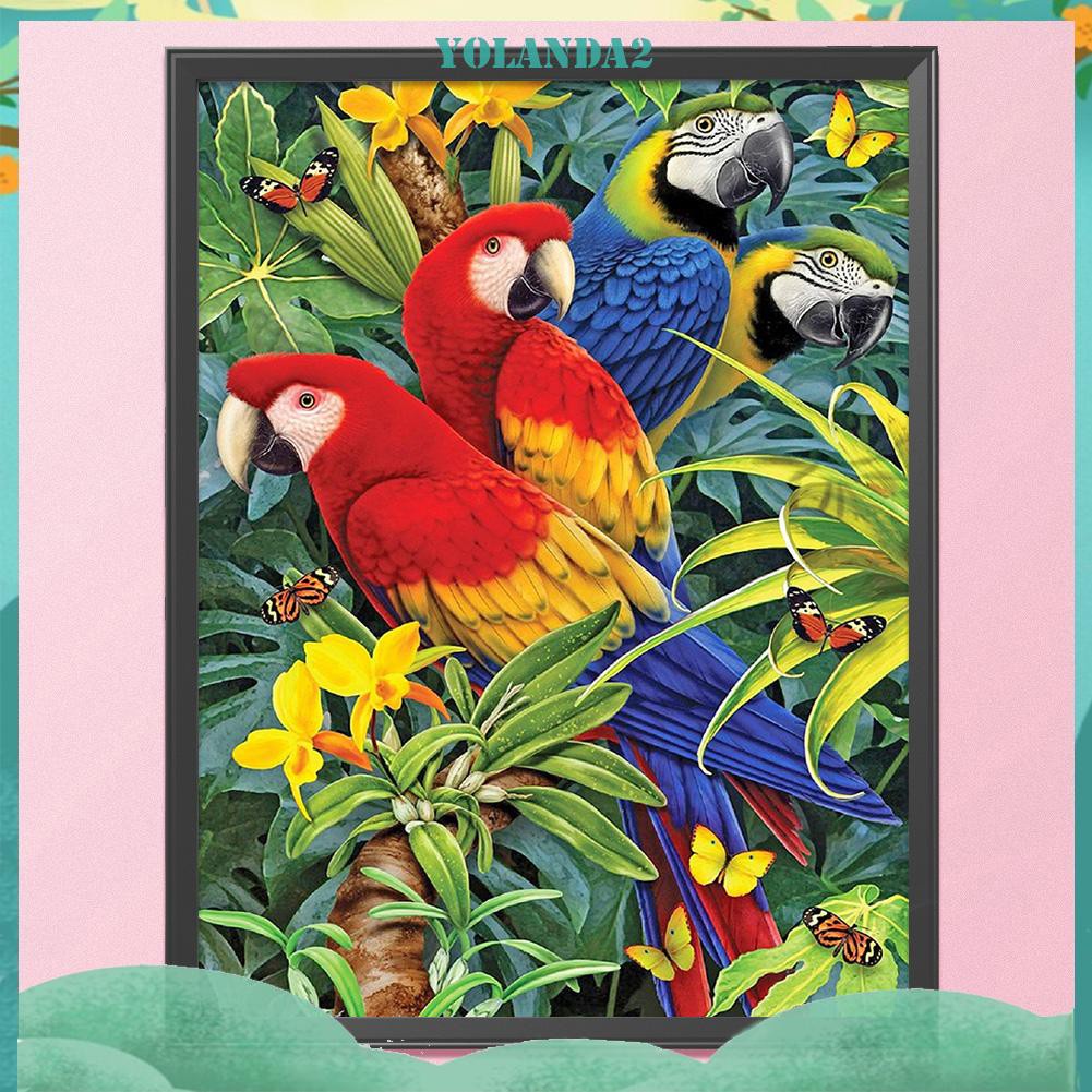 Bộ Tranh Thêu Chữ Thập Diy 11ct Hình Chim Vẹt