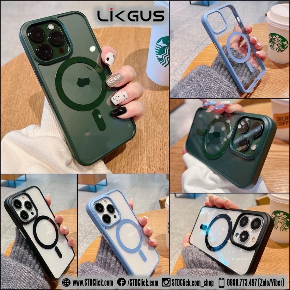 ỐP LƯNG IPHONE 14 PRO MAX - 14 PRO - 14 PLUS - 14 LIKGUS CH.HÃNG HỔ TRỢ SẠC KHÔNG DÂY TỪ TÍNH - LƯNG CỨNG TRONG VIỀN DẺO