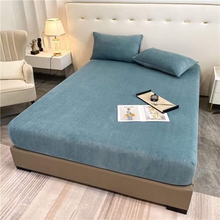 Bộ ga giường và vỏ gối nỉ nhung basic m2t bedding drap bọc đệm cao từ 5-30cm kích thước m6/m8/2m2