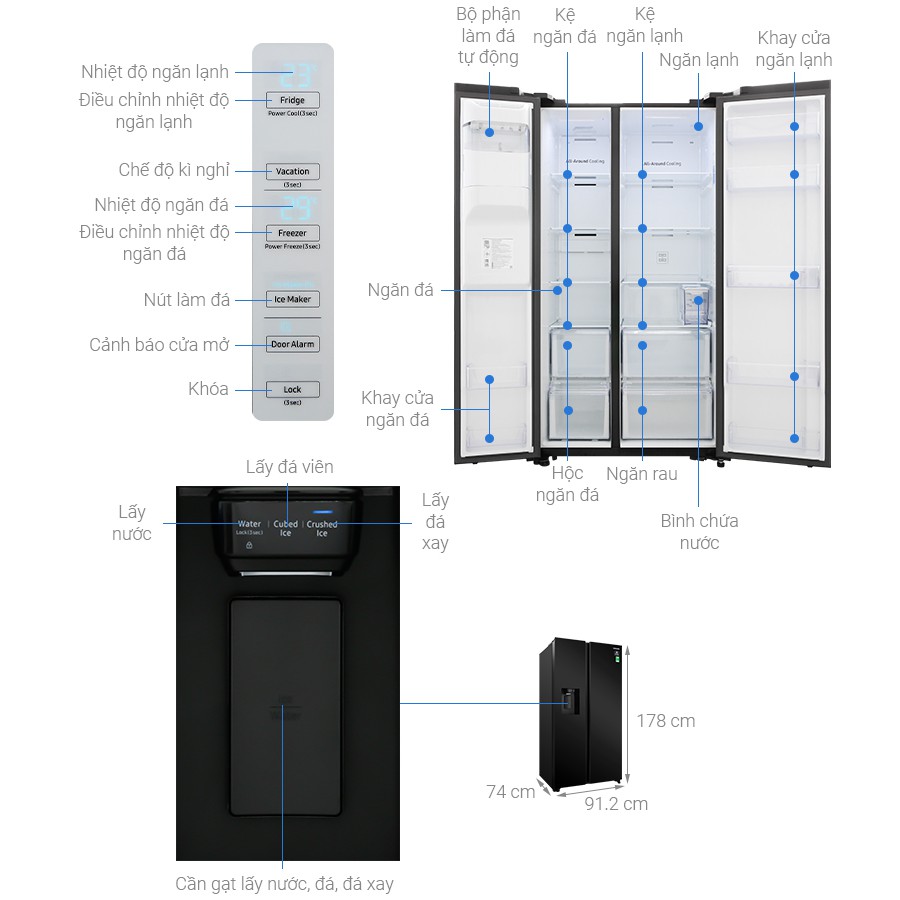 [ VẬN CHUYỂN MIỄN PHÍ KHU VỰC HÀ NỘI ] Tủ lạnh Samsung side by side RS64R53012C/SV