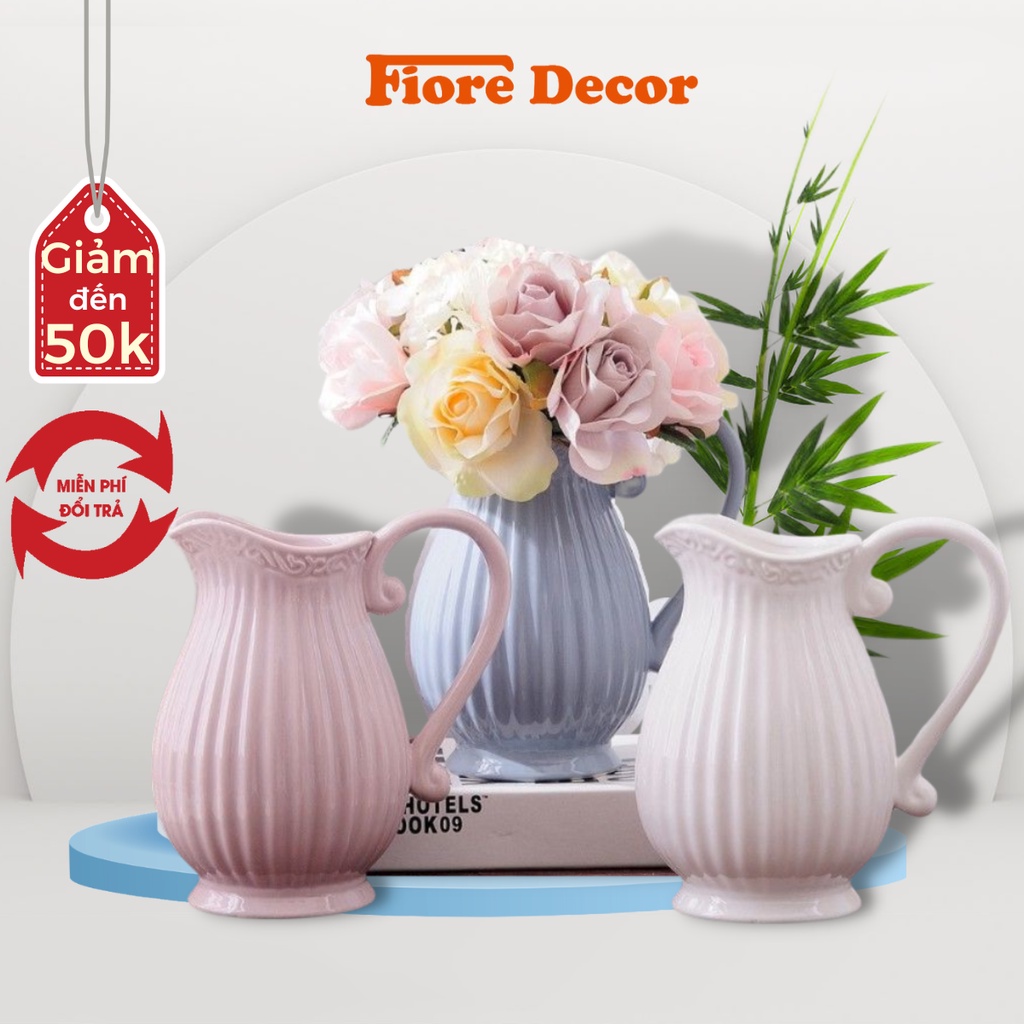 Bình cắm hoa gốm sứ cao cấp, bình cắm hoa decor phong cách Bắc Âu 20cm và 27cm fiore