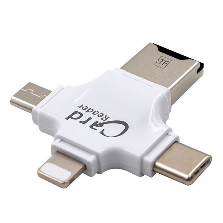 Đầu đọc thẻ đa năng 4 in 1 (OTG, USB, TYPE - C, IOS) dùng cho iOS - Android - PC- Macbook