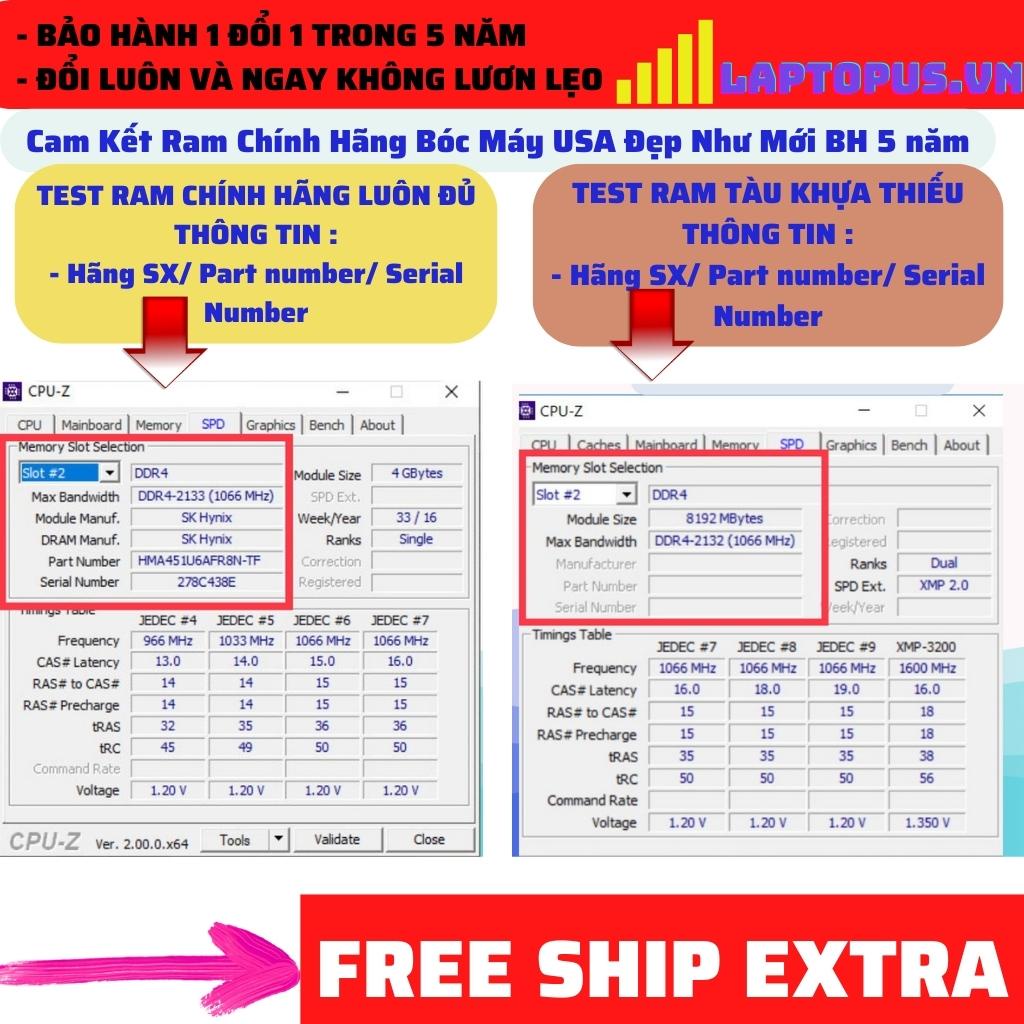 Ram DDR4 Laptop 4Gb bus 2133,2400,2666,3200MHz Samsung- và nhiều thương hiệu khác tháo máy Mỹ giao ngẫu nhiên, BH 5 năm
