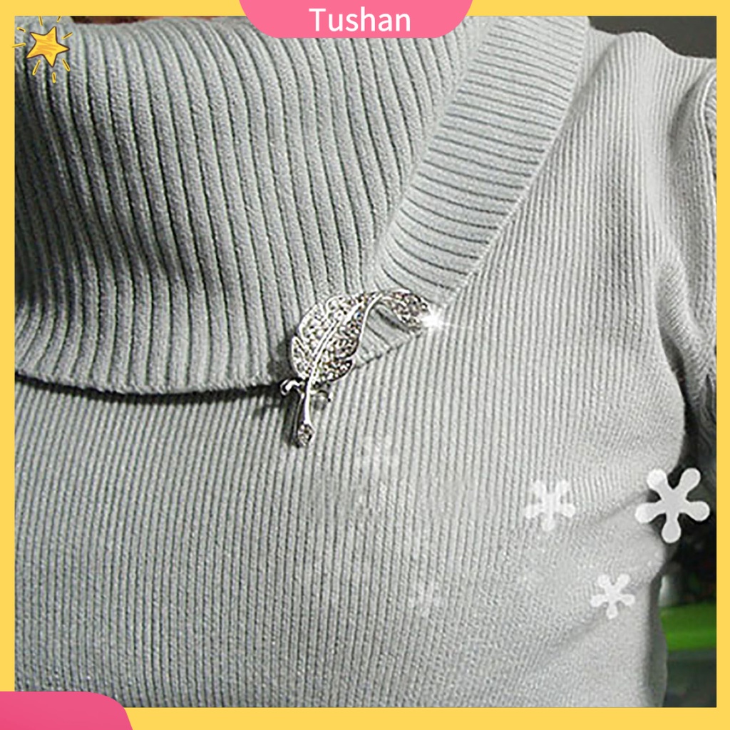 Trâm Cài Hình Chiếc Lá Bằng Bạc Đính Đá Thời Trang