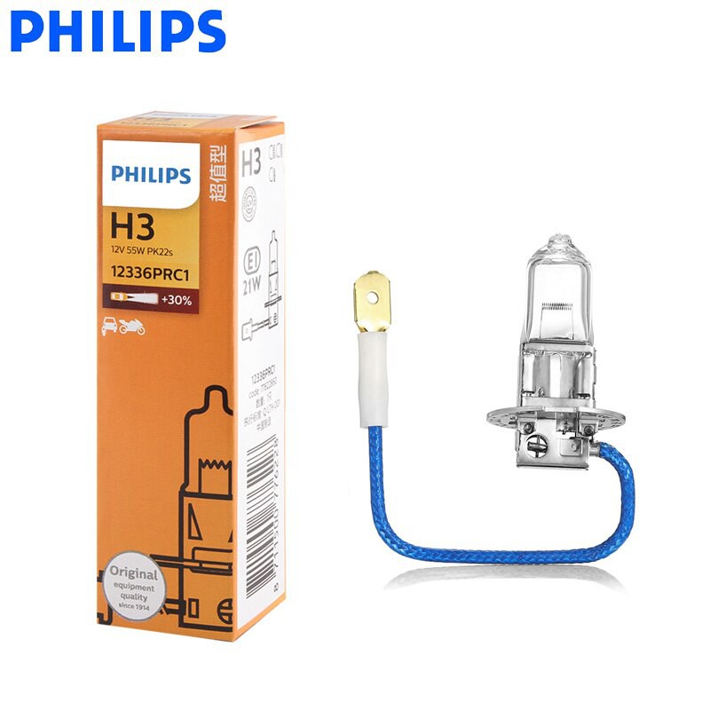 Bóng Đèn Pha Philips Cao Cấp Chân H1, H3, H4, H7, H11 Bóng Công Nghệ Halogen 12V 55W