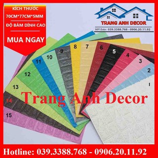 [Sỉ-Lẻ] XỐP DÁN TƯỜNG 3D GIẢ GẠCH KHỔ LỚN 70x77 CM -  CÓ KEO DÁN SẴN, CHỐNG ẨM, CÁCH ÂM, CÁCH NHIỆT TỐT