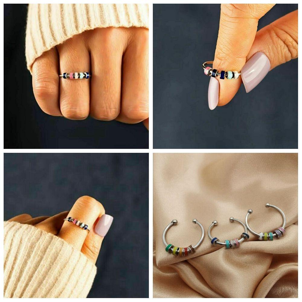 Moilyvn Nhẫn Con Quay Đồ Chơi Tráng Men Nhiều Màu Sắc Cho Nữ