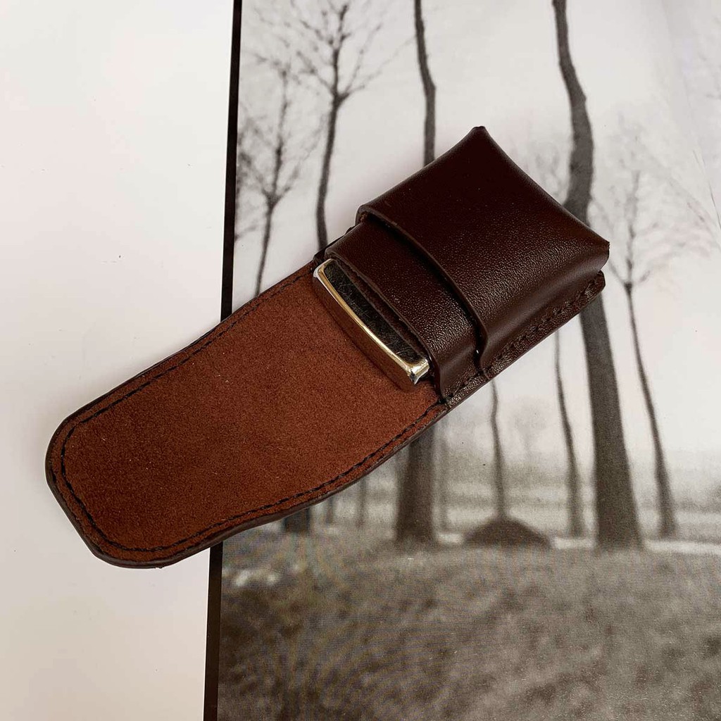 Bao da zippo màu nâu - Da bò xịn - Đồ da thủ công Mino Crafts F07